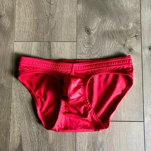 Red swim briefs